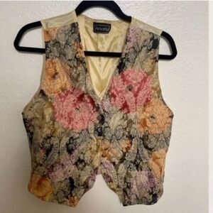 Vintage Vest Hipster Hippie Floral Chic Glam Art Artsy Button Shine Antique Top